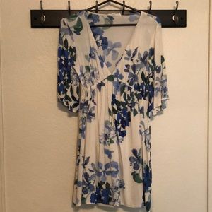 White and floral v neck dress